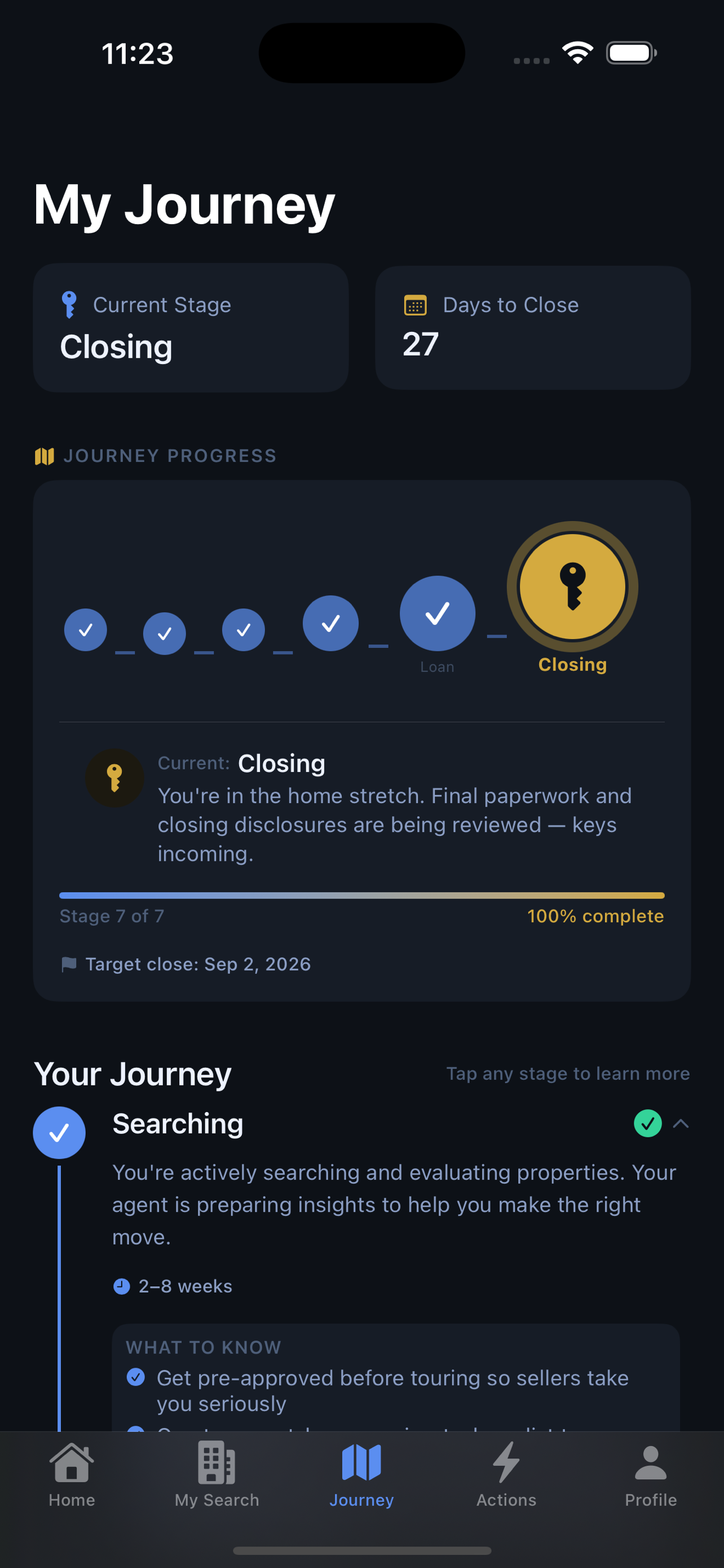 Client journey view